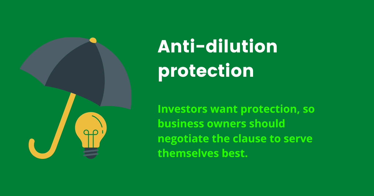 Anti dilution protection in business, funding tips